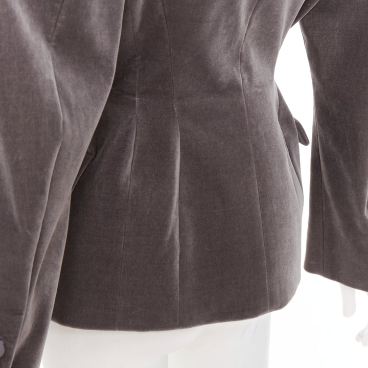 ALEXANDRE VAUTHIER COUTURE SS2022 Runway grey velvet wasp waist Power tux jacket