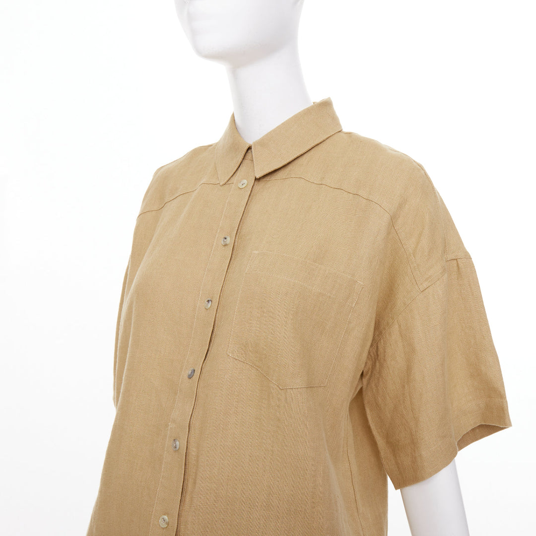 MARA HOFFMAN 2022 sand hemp utility short sleeve shirt midi skirt set XS