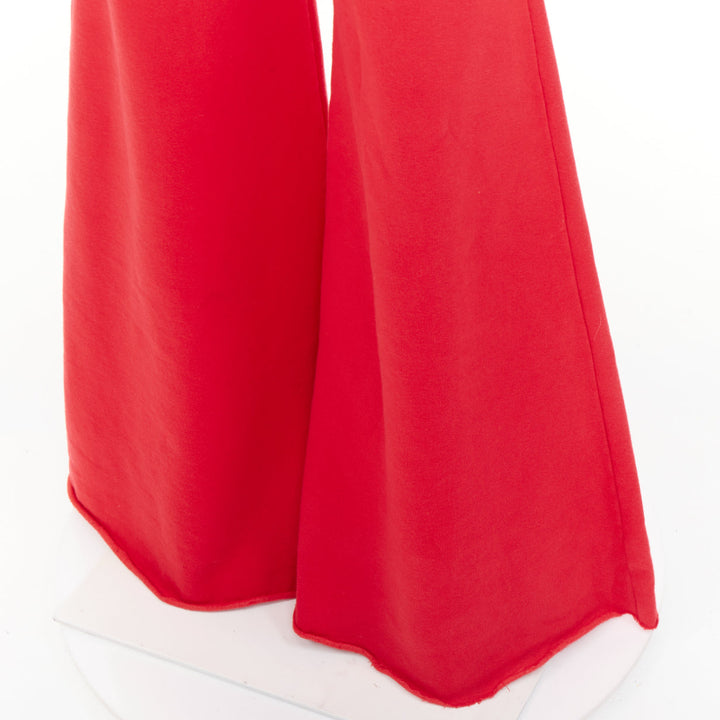 VETEMENTS Demna 2019 red cotton embroidered logo wide flared sweat pants XS