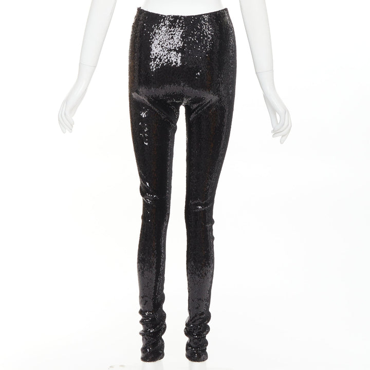 ALEXANDRE VAUTHIER black pailette sequins stretchy legging pants