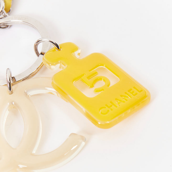 CHANEL 07P multicolor resin No.5 perfume camellia camellia keychain bag charm