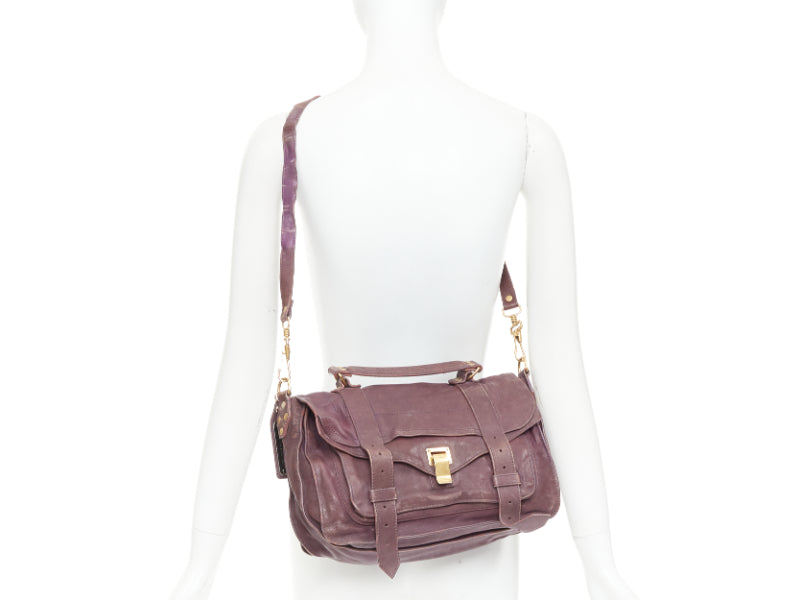 PROENZA SCHOULER PS1 Medium purple leather gold hardware flap satchel bag