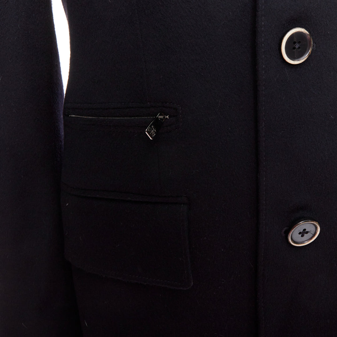 CORNELIANI black extrafine virgin wool layered collar coat IT44 XS