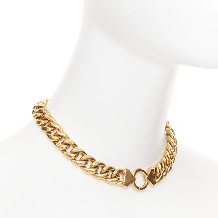 rare CELINE Phoebe Philo gold tone brass chunky curb link clasp choker necklace