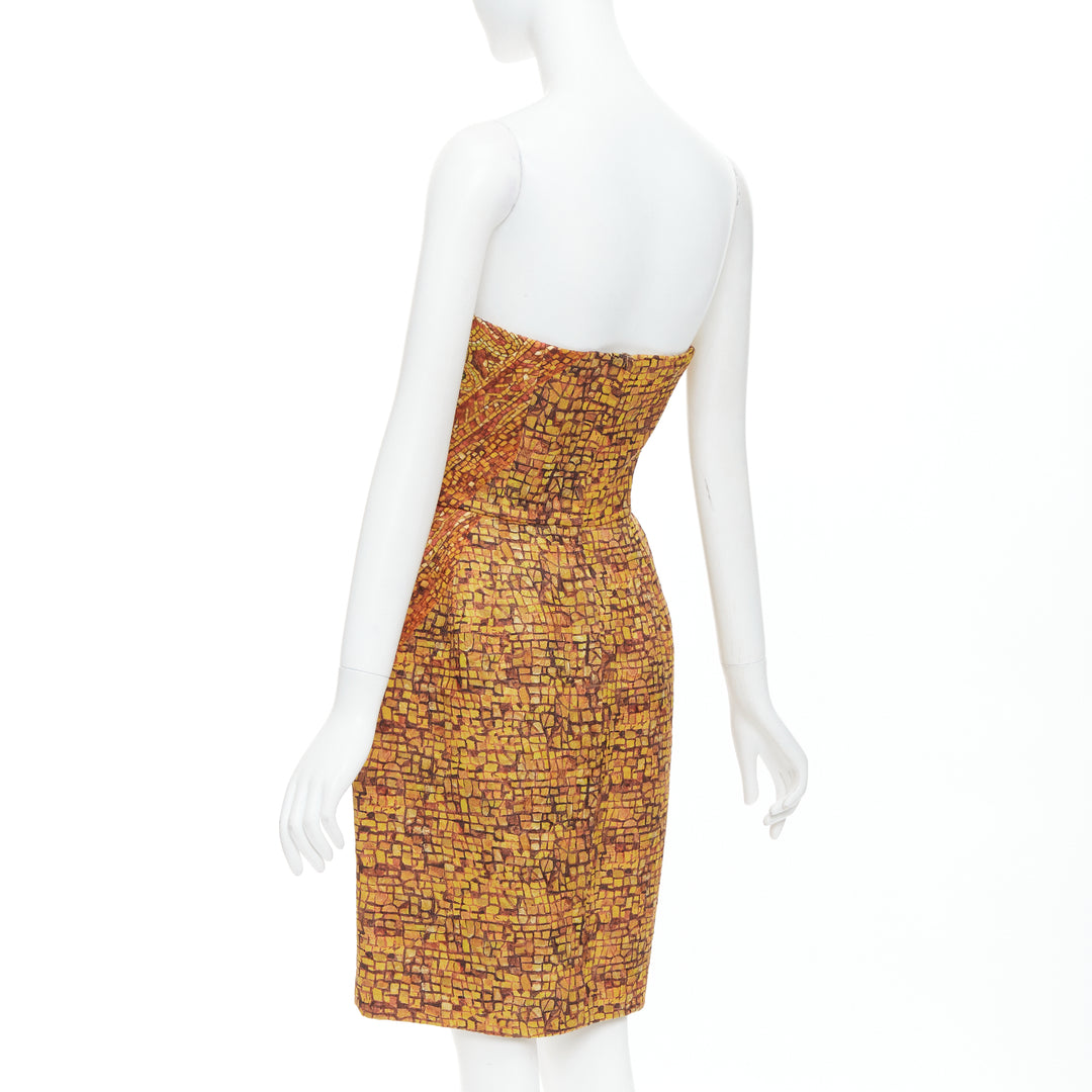 rare DOLCE GABBANA 2013 Runway gold Byzantine mosaic stain glass dress IT36 XXS