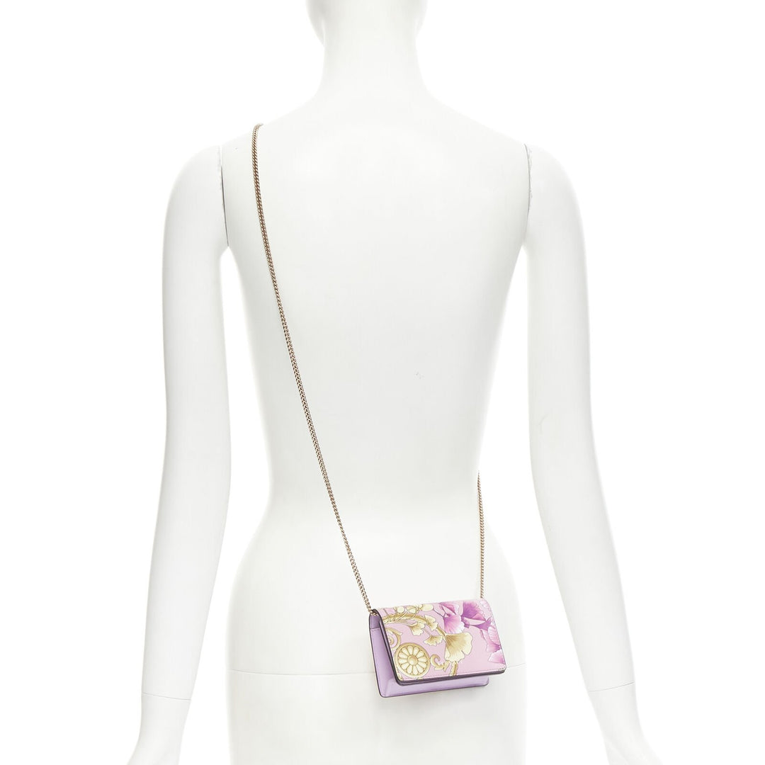 Female mannequin wearing Versace by Donatella Versace Gingko Barocco Pink Leather Women Bag in Size  | Available at JHROP