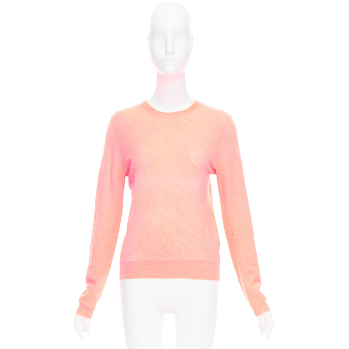 OLD CELINE Phoebe Philo neon coral pink wool knitted sweater S