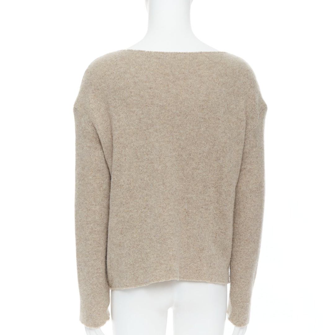 THE ELDER STATESMEN 100% cashmere oatmeal brown loose sweater S