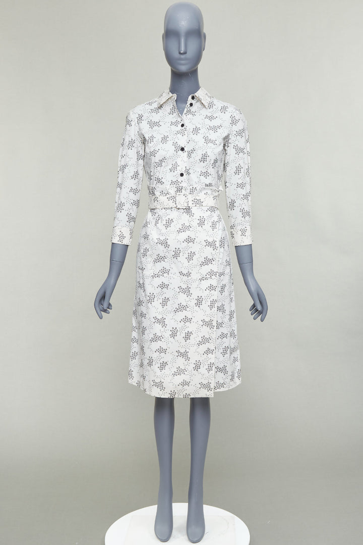 BOTTEGA VENETA cream cotton floral print wrap belted shirt dress IT38 XS