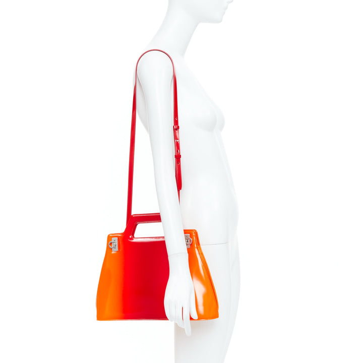 FERRAGAMO Maximilian Davis 2023 Runway Wanda sunset red orange airbrush bag