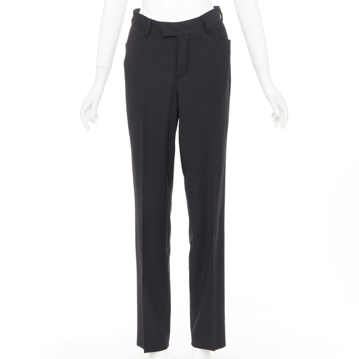 GUCCI Tom Ford black curved pocket high waisted straight leg trousers IT38 XS