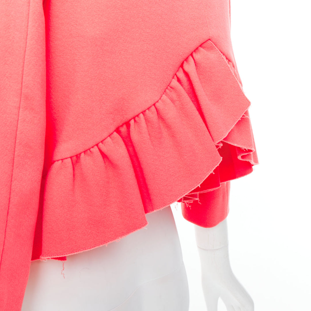 MARNI hot pink cotton blend ruffle hem zip front cropped jacket IT38 XS