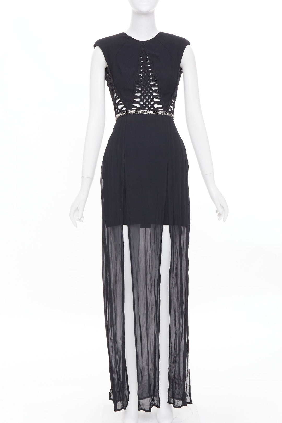 SASS & BIDE Lace Twist black cut out viscose blend apparel dress US6 M