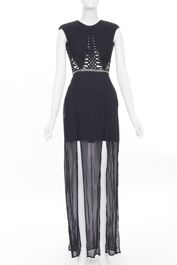 SASS & BIDE Lace Twist black cut out viscose blend apparel dress US6 M