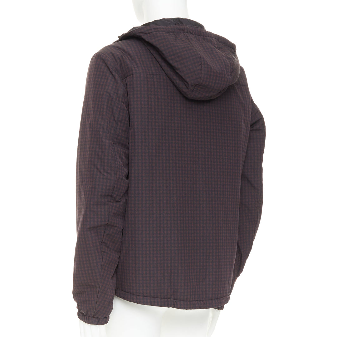 PRADA Linea Rossa 2014 Reversible black burgundy gingham windbreaker IT52 XL