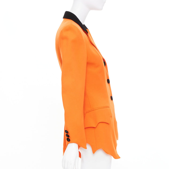 MOSCHINO Cheap & Chic orange virgin wool asymmetric wavy hem blazer IT42 M
