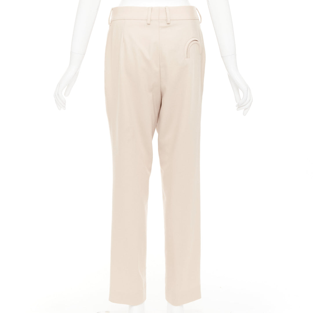 BLAZE MILANO camel virgin wool Signature curved pocket pleat front pants US2 S