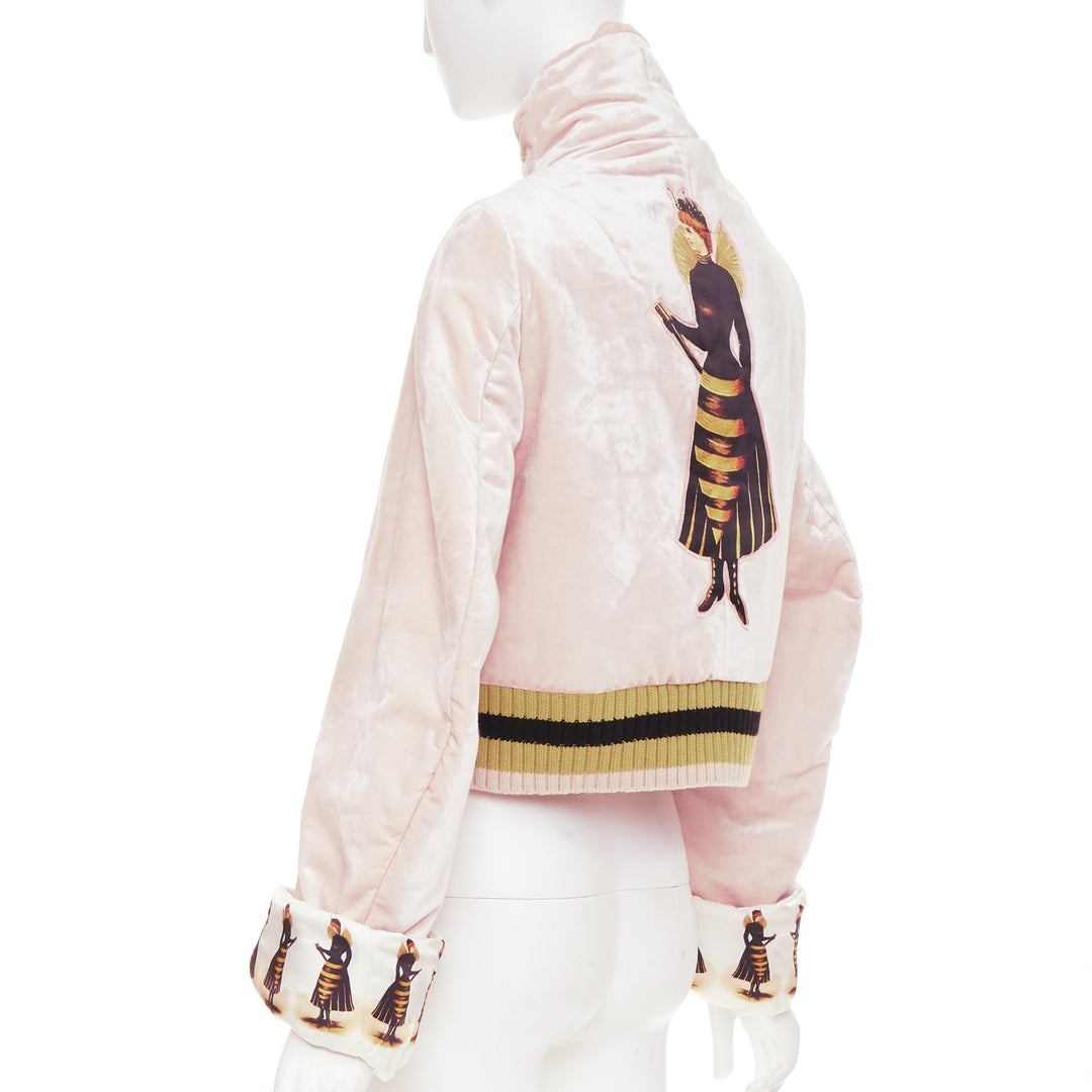 UNDERCOVER 2017 pale pink fairy graphic velvet blouson crop jacket JP2 M