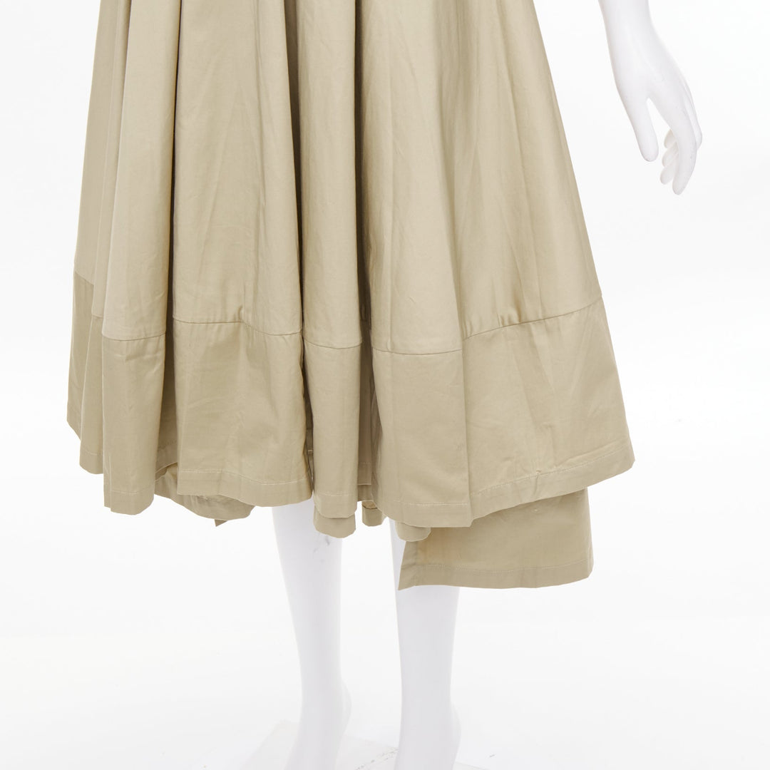 CO COLLECTIONS Essentials khaki cotton poplin belted asymmetric flared dress XS