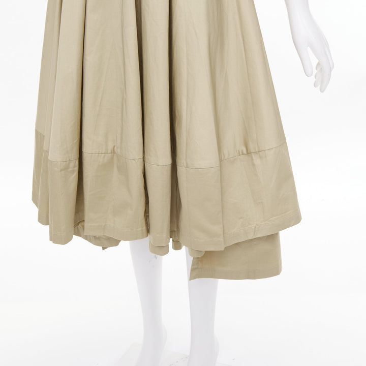 CO COLLECTIONS Essentials khaki cotton poplin belted asymmetric flared dress XS