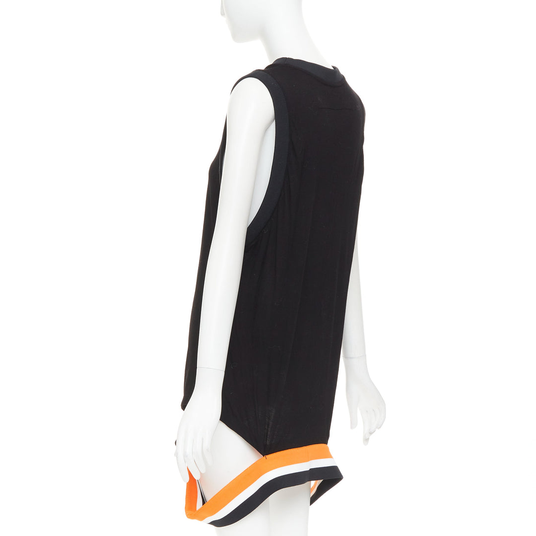 GIVENCHY Podium Robe 2014  black orange semidetached ribbed hem tunic tank top M