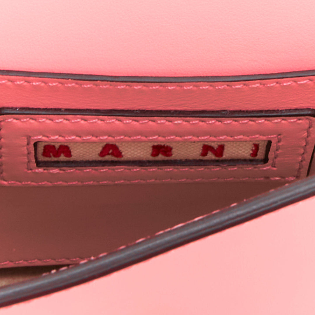 MARNI Pannier red resin handle pink leather flap crossbody bag