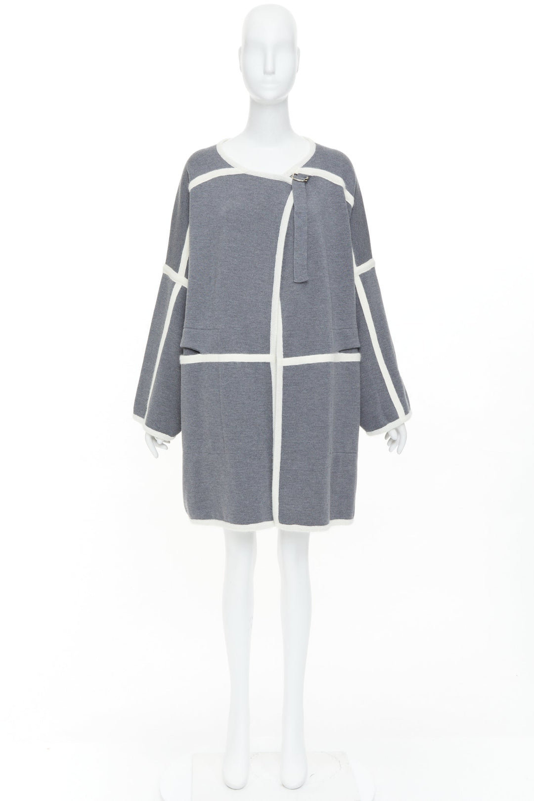 CHLOE 2014 Runway anthracite cage virgin wool angora cape coat S