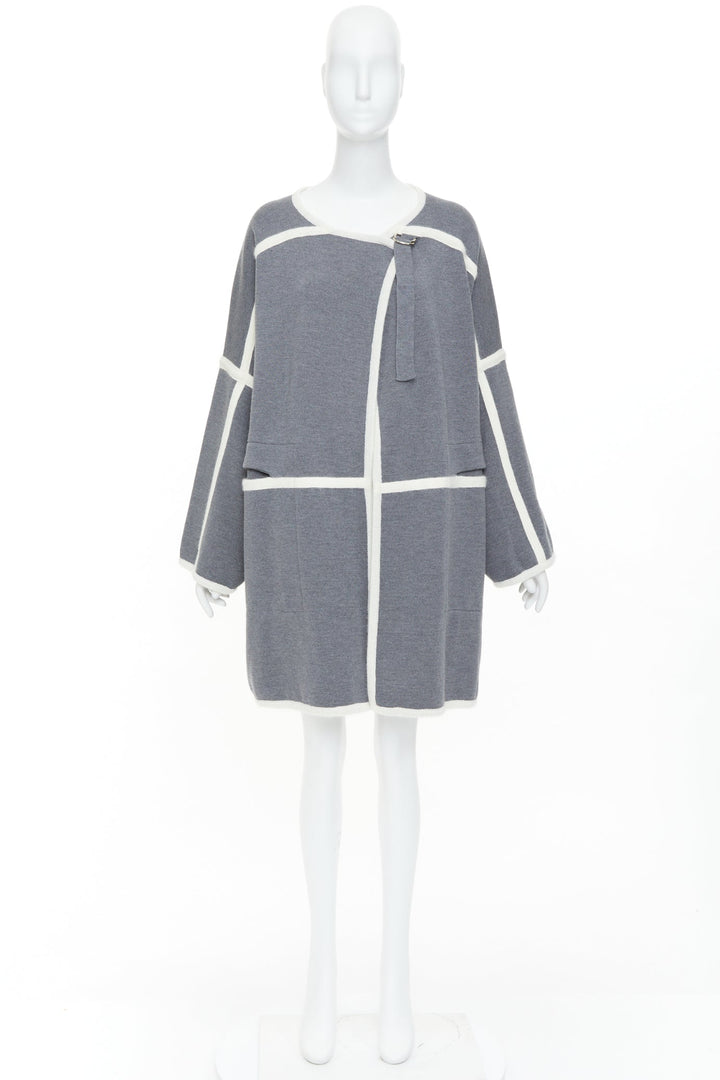 CHLOE 2014 Runway anthracite cage virgin wool angora cape coat S