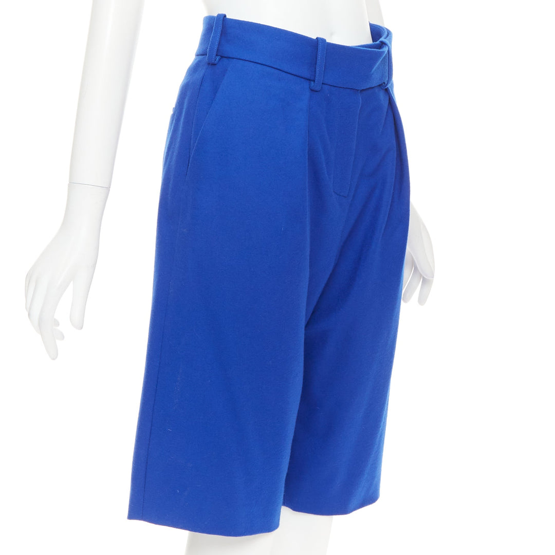 ALEXANDRE VAUTHIER COUTURE AW2022 Runway blue wool felt wide bermuda shorts