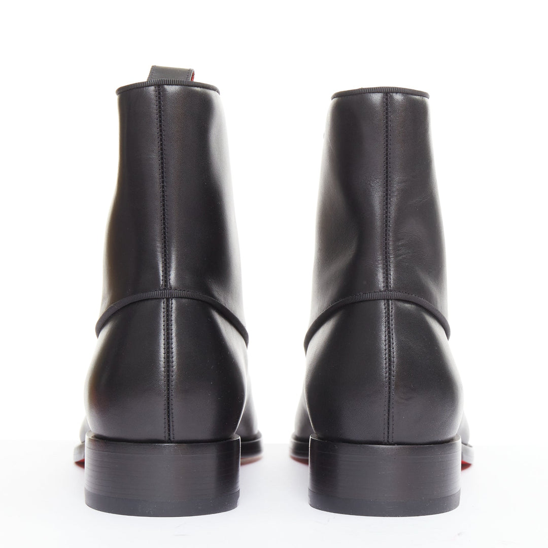 CHRISTIAN LOUBOUTIN Chambeli Boot Flat black barbell lace leather boot EU43 US10