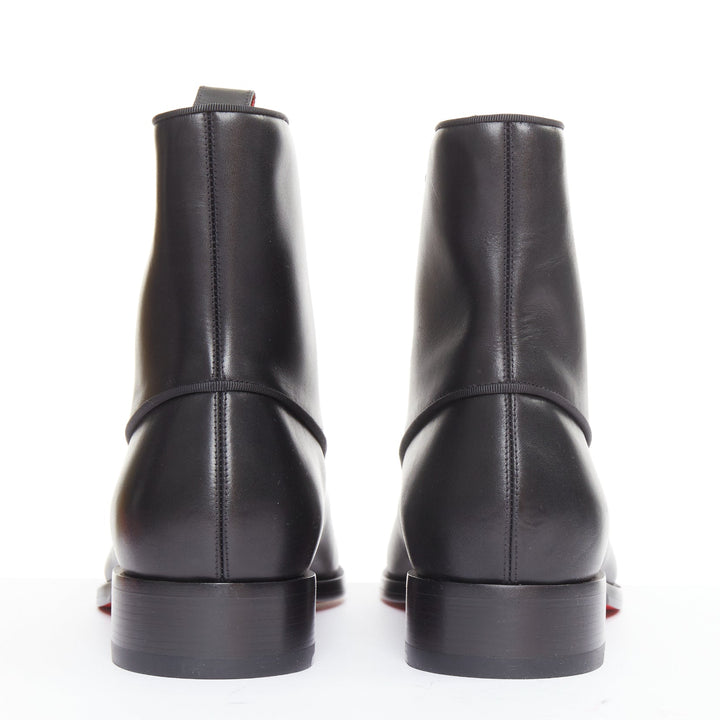 CHRISTIAN LOUBOUTIN Chambeli Boot Flat black barbell lace leather boots EU42 US9