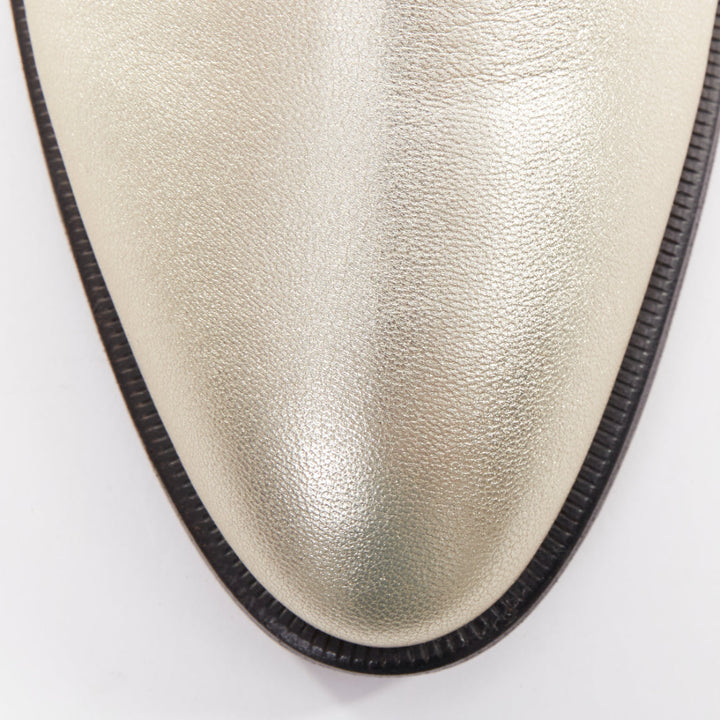 TOM FORD metallic light gold leather cuban heels Chelsea ankle boots UK9 EU43