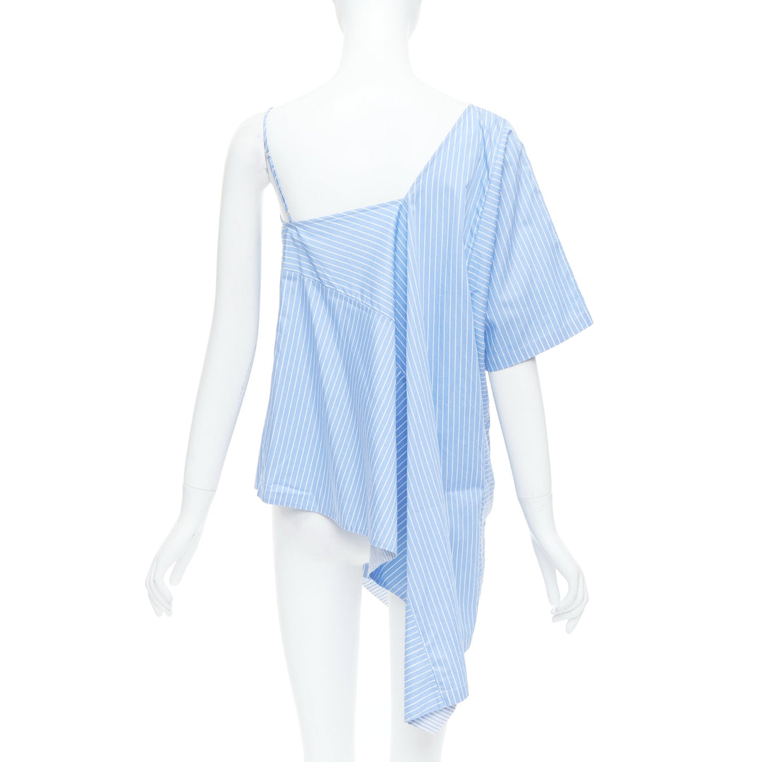 MAISON MARGIELA blue cotton striped deconstructed half cami top IT38 XS