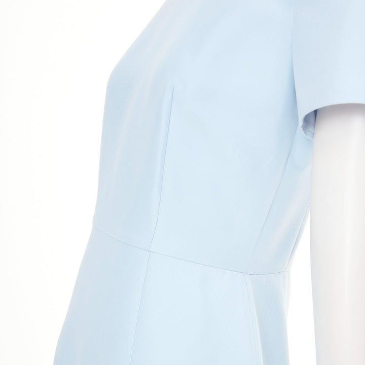 CHRISTIAN DIOR Beaded Hem light blue cotton silk fit flare dress FR38 M