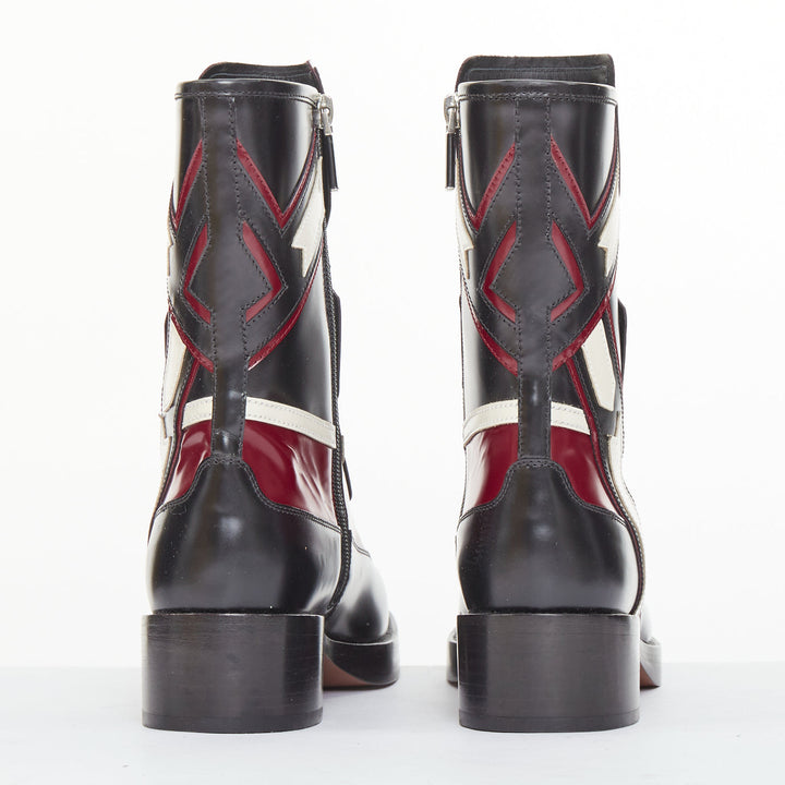 CHRISTIAN DIOR 2018 Runway Diorally black red white colorblock boots EU36.5