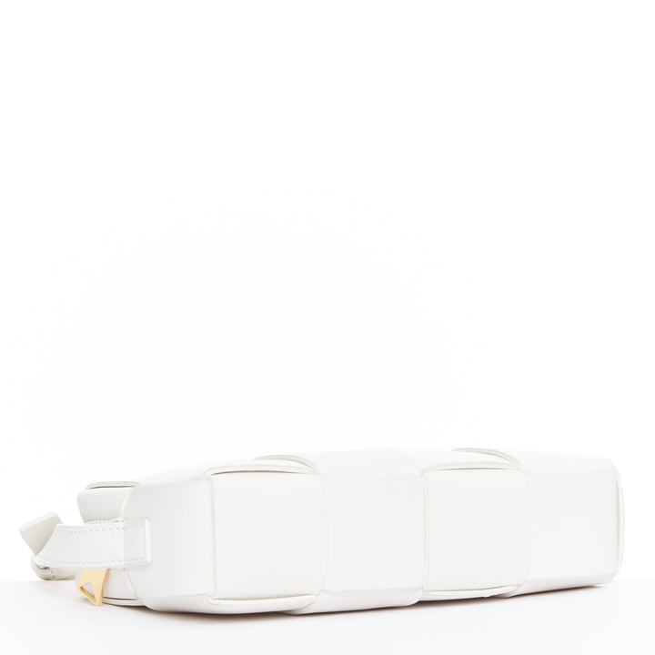 BOTTEGA VENETA Mini Cassette white lambskin Maxi Intrecciato crossbody bag