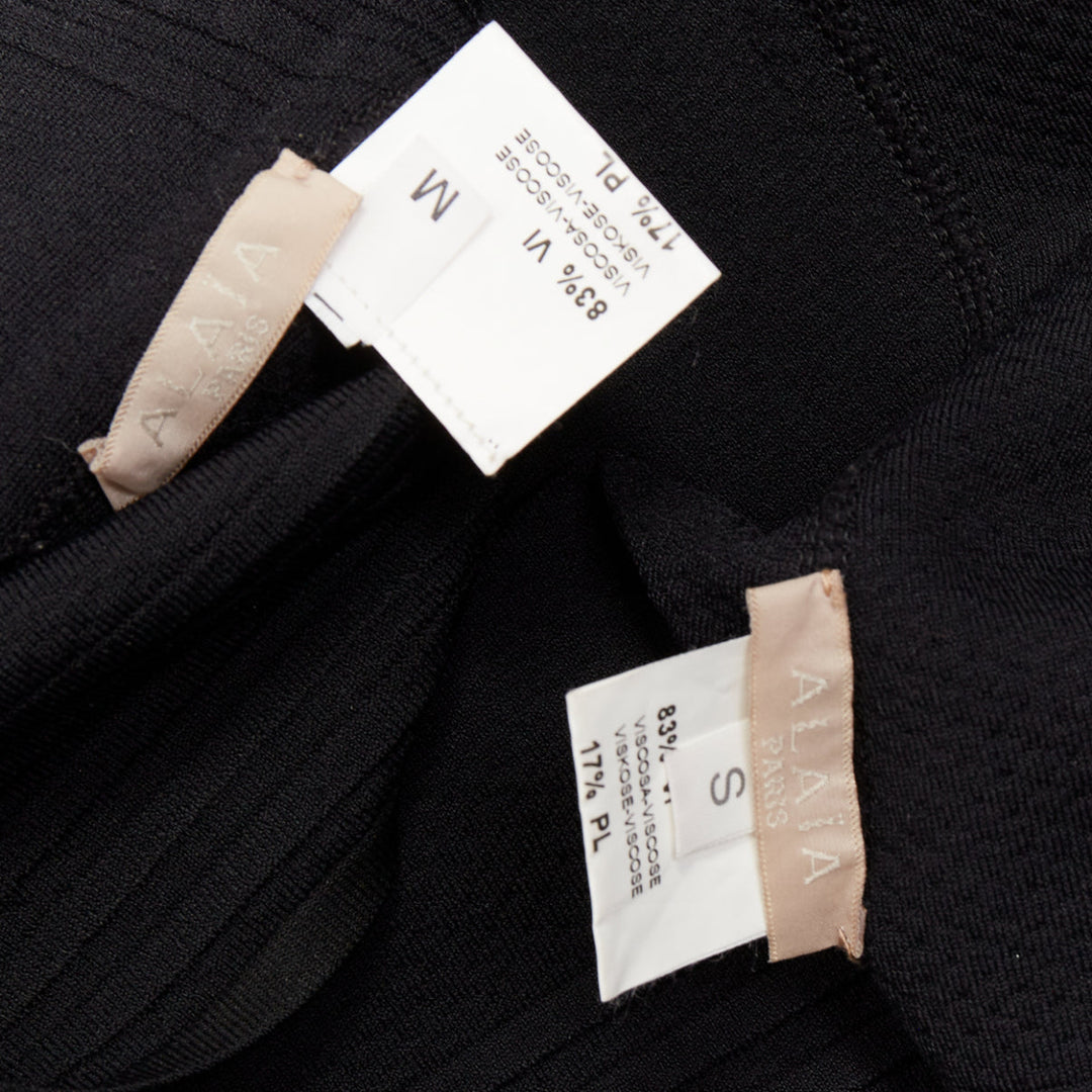 ALAIA Vintage black garter stitch knit button cardigan sleeveless top set L