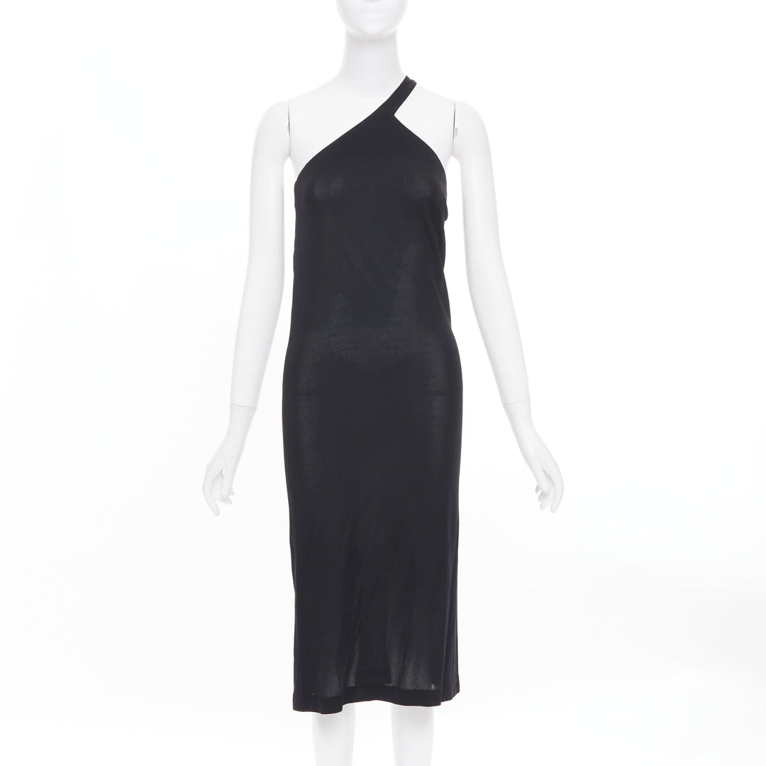 CHLOE Vintage noir viscose one shoulder asymmetrical cocktail dress FR36 S