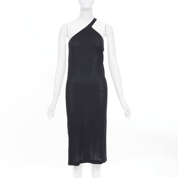 CHLOE Vintage noir viscose one shoulder asymmetrical cocktail dress FR36 S