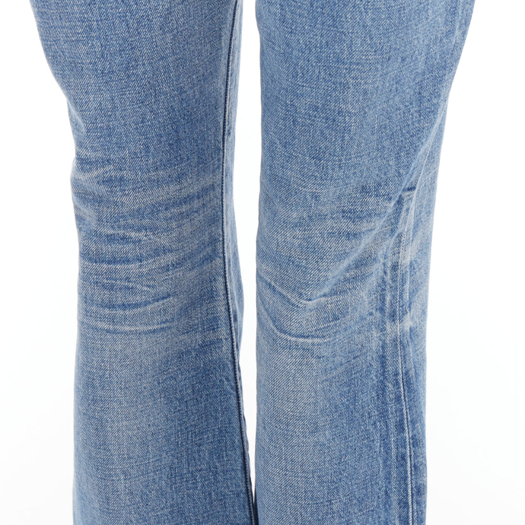 CELINE W_FL_018 Dylan blue washed gold triomphe buckle bootcut jeans 26"