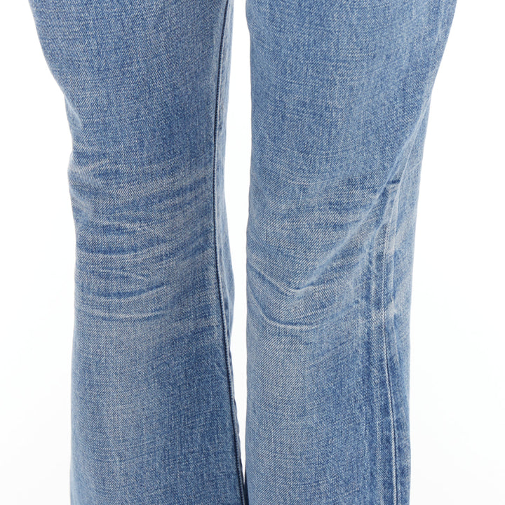 CELINE W_FL_018 Dylan blue washed gold triomphe buckle bootcut jeans 26"