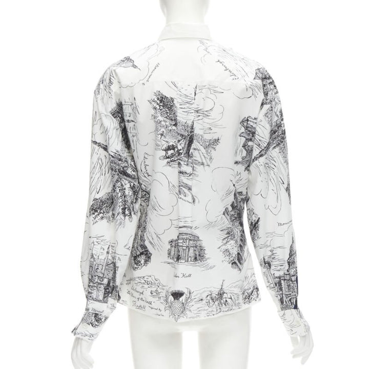 PHILOSOPHY DI LORENZO SERAFINI white landmark illustration cotton shirt IT38 XS