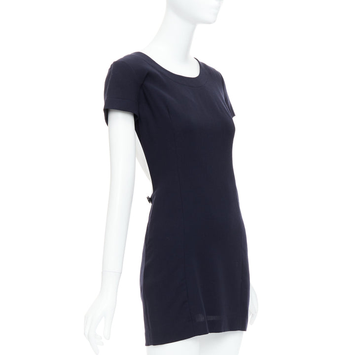 rare GIANFRANCO FERRE Vintage navy white suspender panelled dress IT40 S
