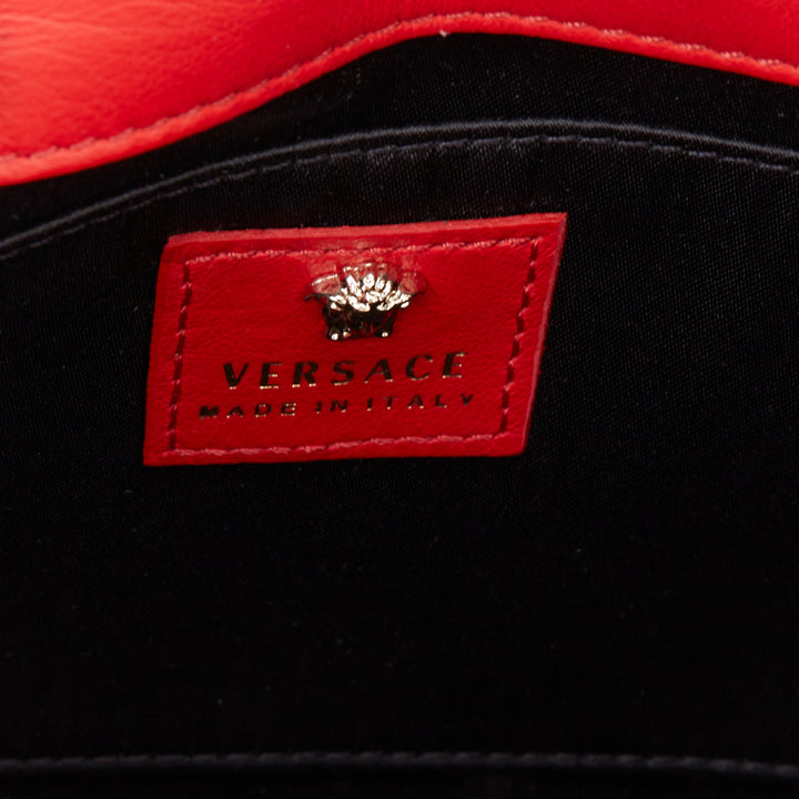 VERSACE Palazzo Medusa red strass crystal stud embellished leather crossbody bag
