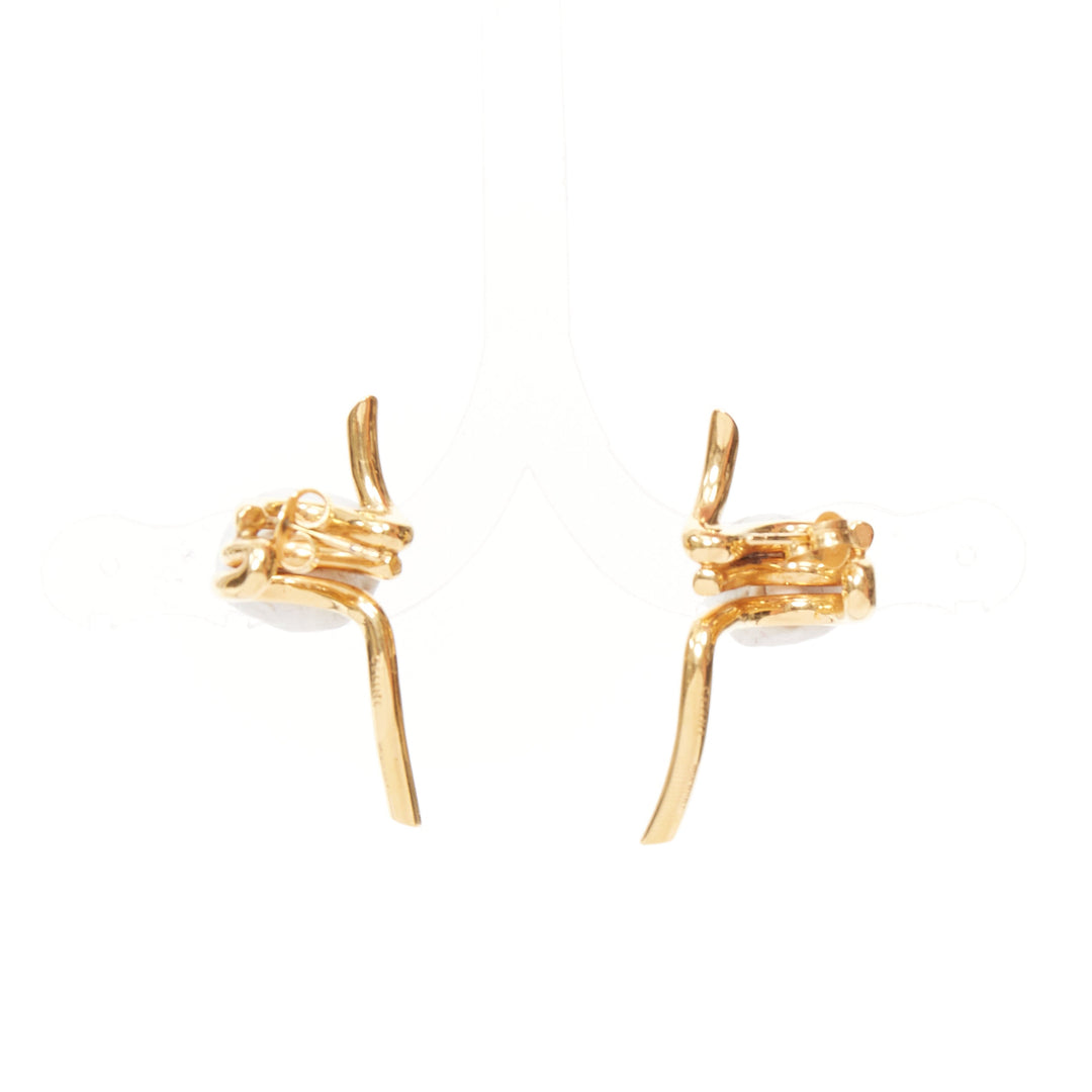 CELINE 2017  Phoebe Philo Barbele gold spiral spring geometric pin earrings Pair