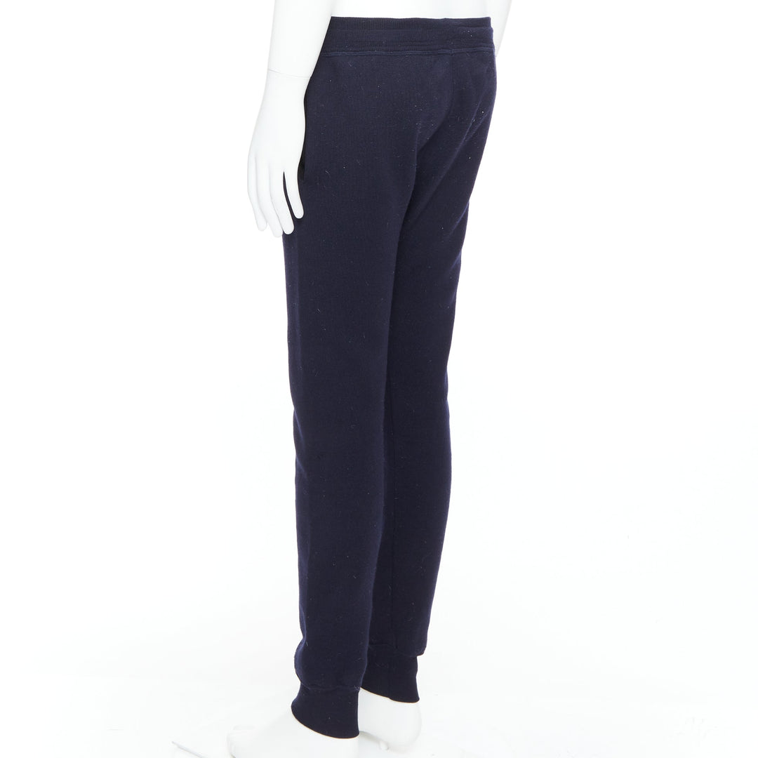 LANVIN navy soft waffle knit drawstring mid waist tapered jogger pants S