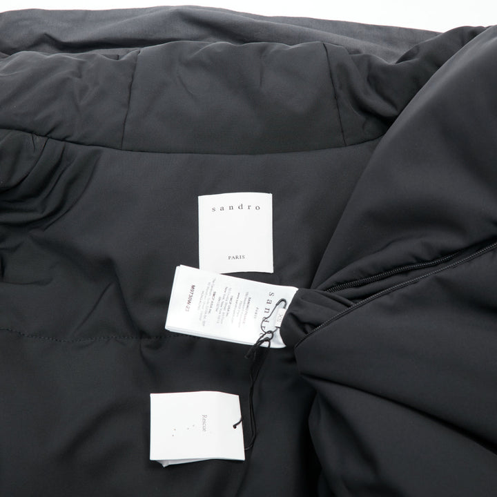 SANDRO Rescue charcoal grey padded technical pocketed hooded utility jacket XS