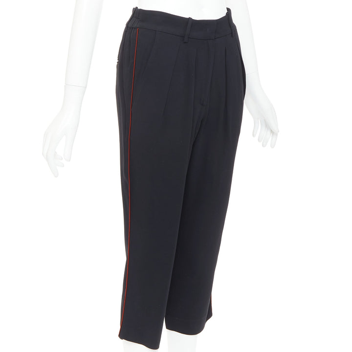 ISABEL MARANT black red piping pleated straight cut capri pants FR36 S