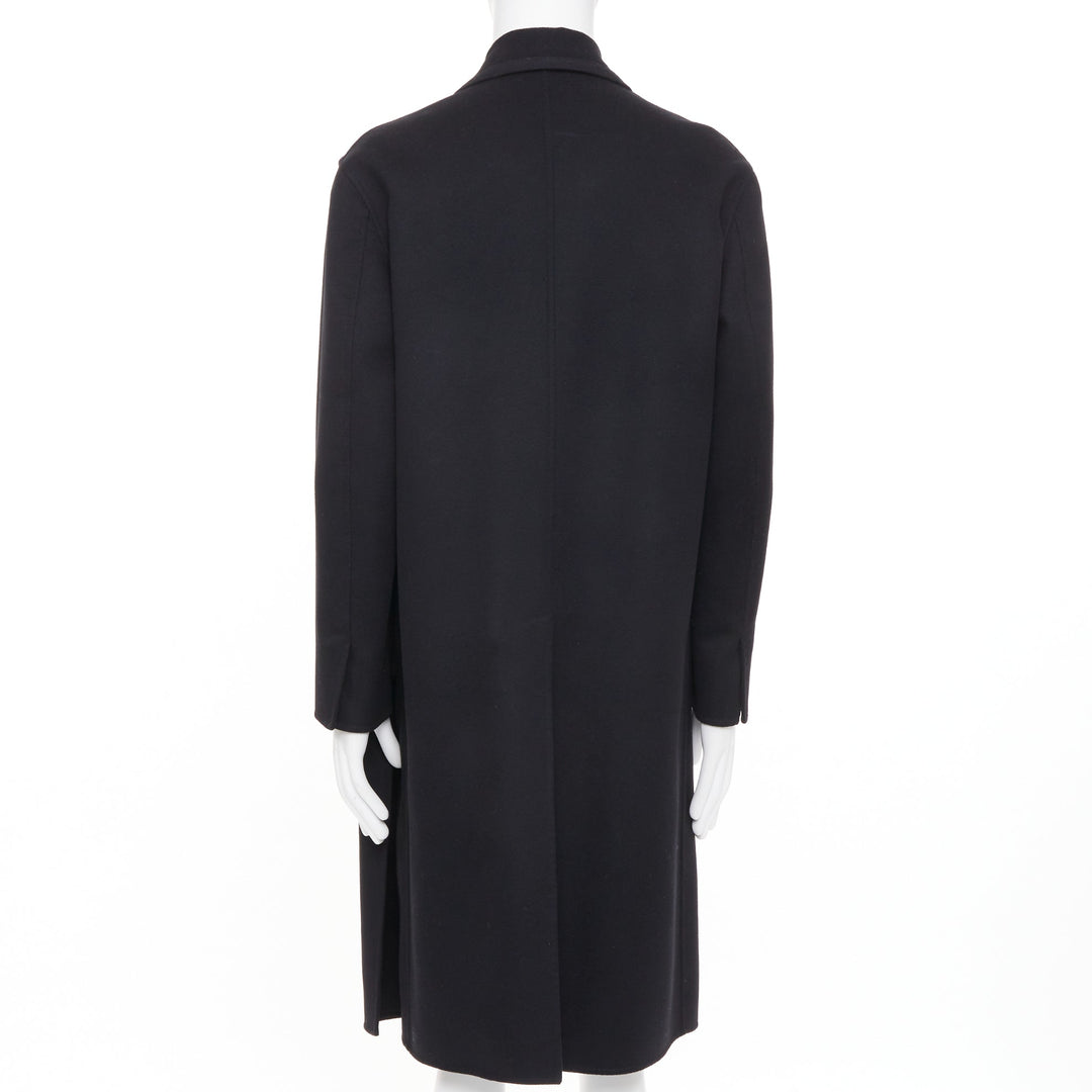 VALENTINO black virgin wool cashmere origami trims hidden closure coat IT44 XS