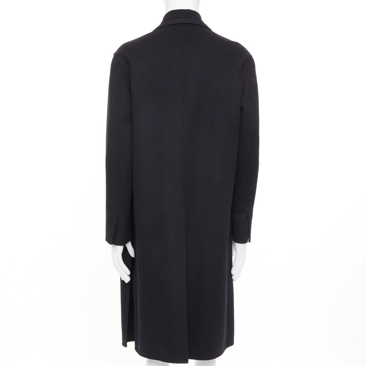 VALENTINO black virgin wool cashmere origami trims hidden closure coat IT44 XS